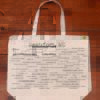 The front half of a canvas tote bag featuring fun trivia about Beaufort!