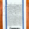 A blue striped towel with trivia about Darien, Connecticut