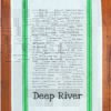 A green striped towel with trivia about the town of Deep River, Connecticut