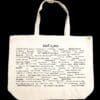 The front half of a canvas tote bag featuring fun trivia about East Lyme!