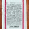 A red striped towel with trivia about the town of East Windsor, Connecticut