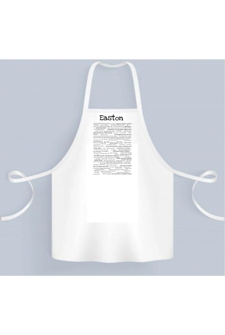 A white apron with a recipe on it.