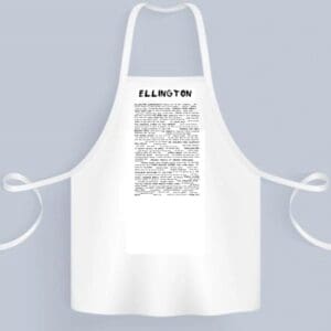 A white apron with an image of the word illinois written on it.