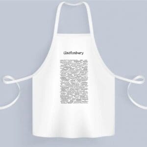 A white apron with the word dictionary written on it.