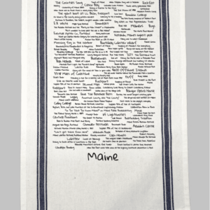 A white towel with the word maine written on it.