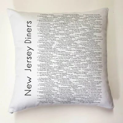 A pillow with the words new jersey diners written on it.