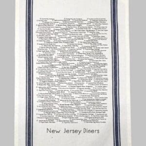 A white tea towel with the words new jersey diners written on it.