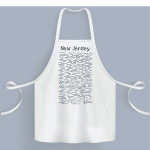 A white apron with the words new jersey written on it.