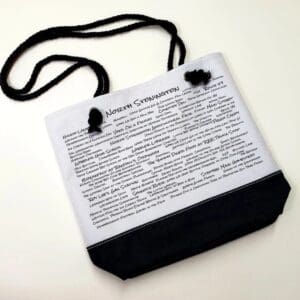 A bag with the words " literary commentary ".