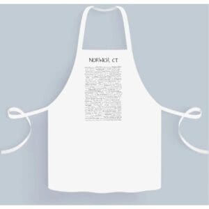 A white apron with an image of the word " mother ".