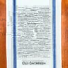 A blue striped towel with trivia about Old Saybrook, Connecticut