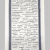 A towel with many different words written on it