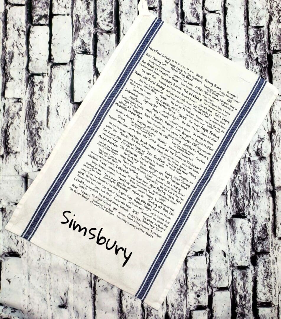 A piece of paper with the word " somsbury ".