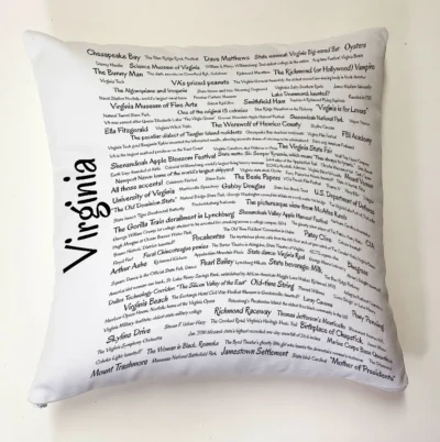 A pillow with virginia written on it.