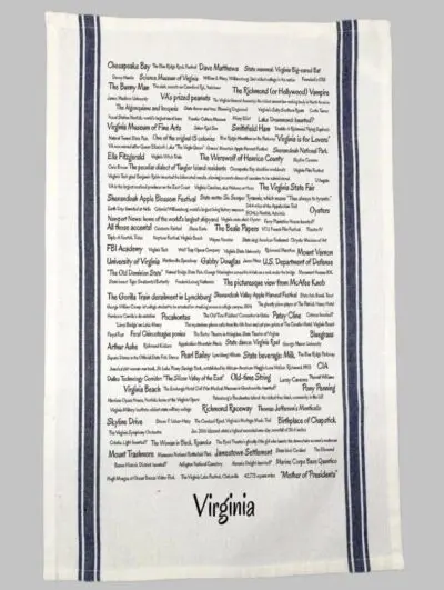 A white towel with the words virginia written in it.