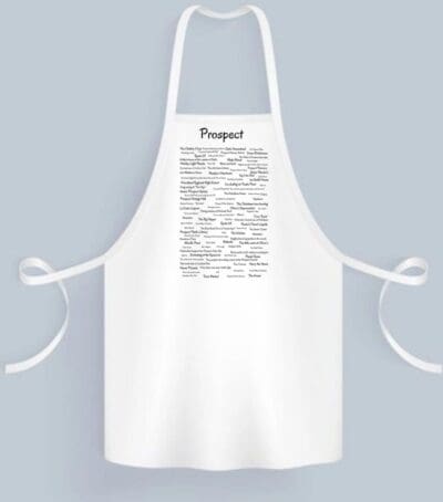 A white apron with the word project written on it.