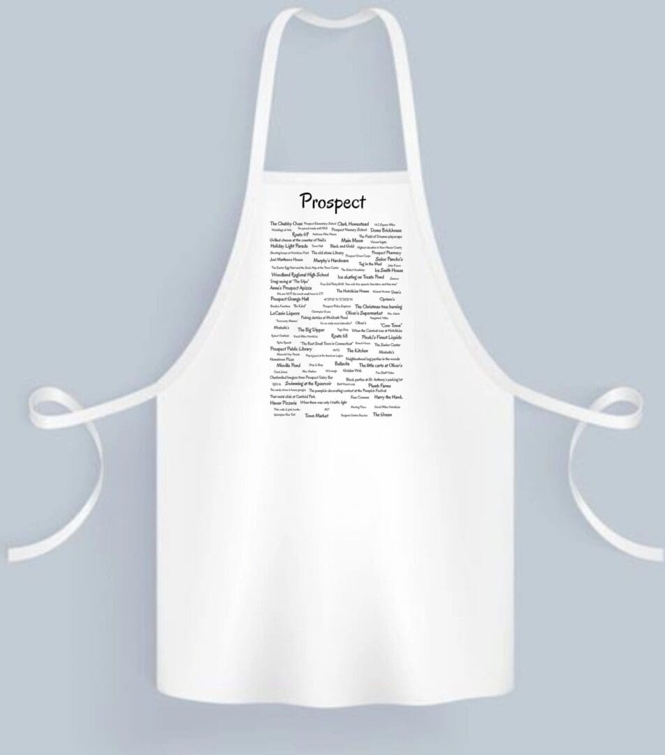 A white apron with the word project written on it.