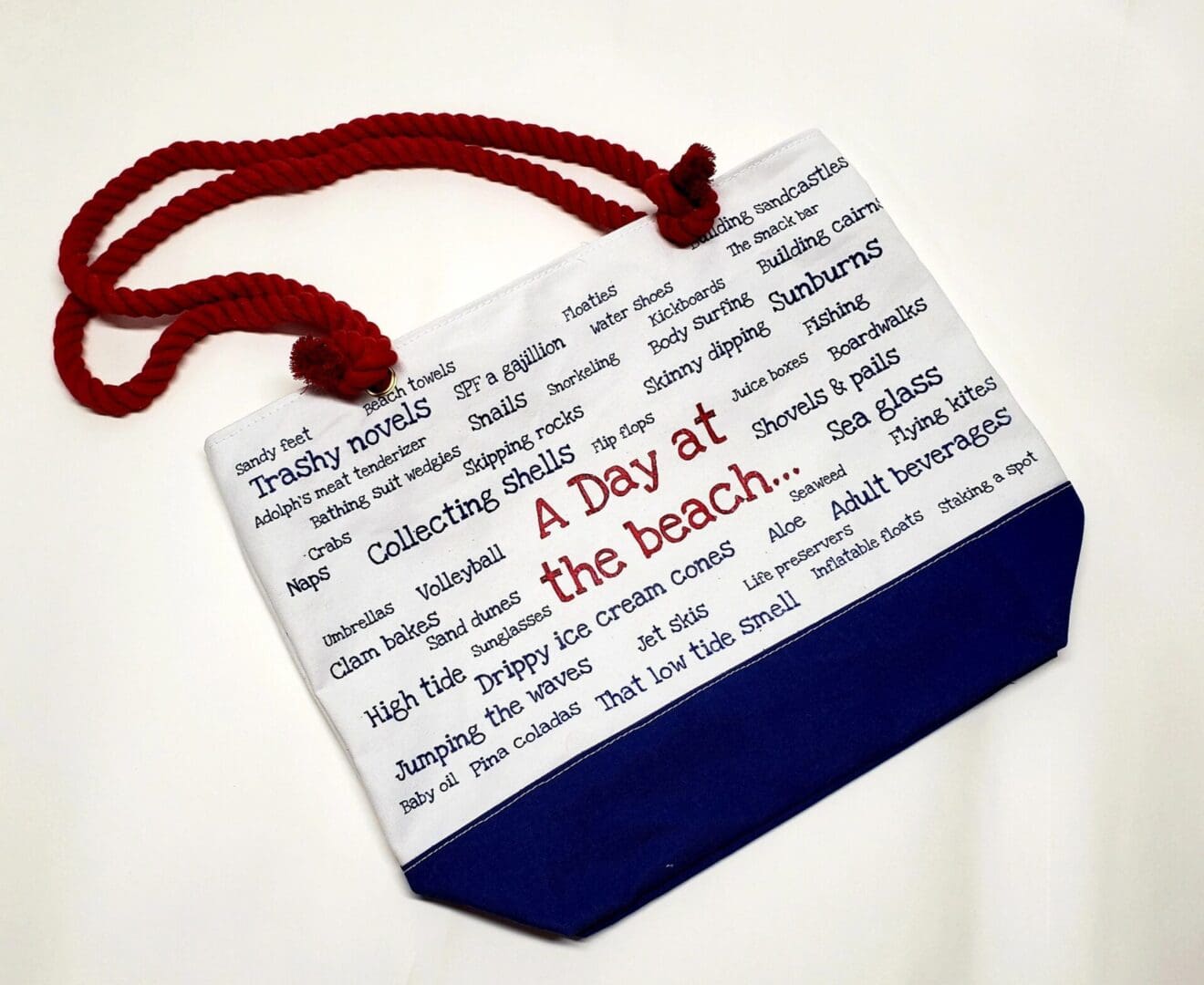 A bag with words written on it