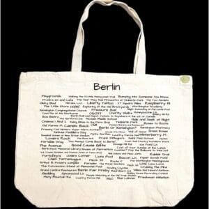 A bag with the word berlin written on it.