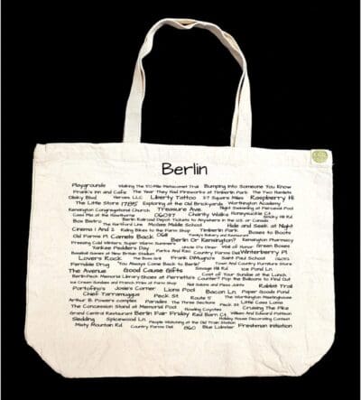 A bag with the word berlin written on it.