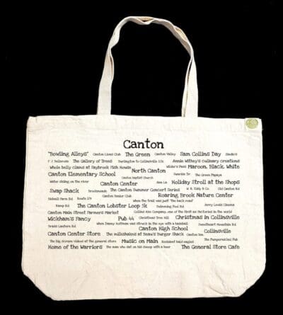 A bag with the word canton written on it.