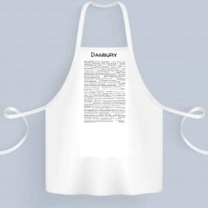 A white apron with a black and white drawing of the word " grandma ".