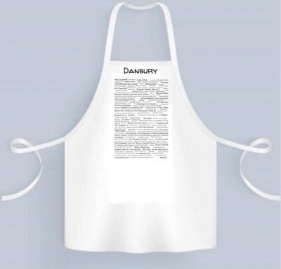 A white apron with a black and white drawing of the word " grandma ".