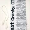 A white and black bookmark with words on it