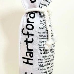 A white bottle bag with the words hartford on it.