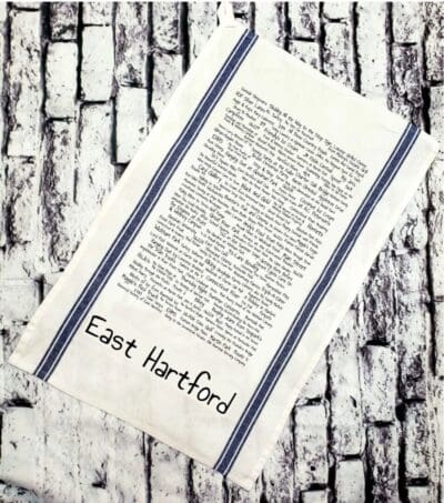 A towel with the words east hartford written on it.