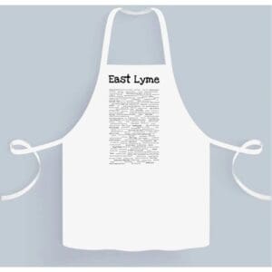 A white apron with the words east lyme written on it.