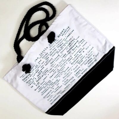 A bag with a black and white background