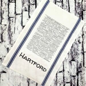 A towel that has hartford written on it.