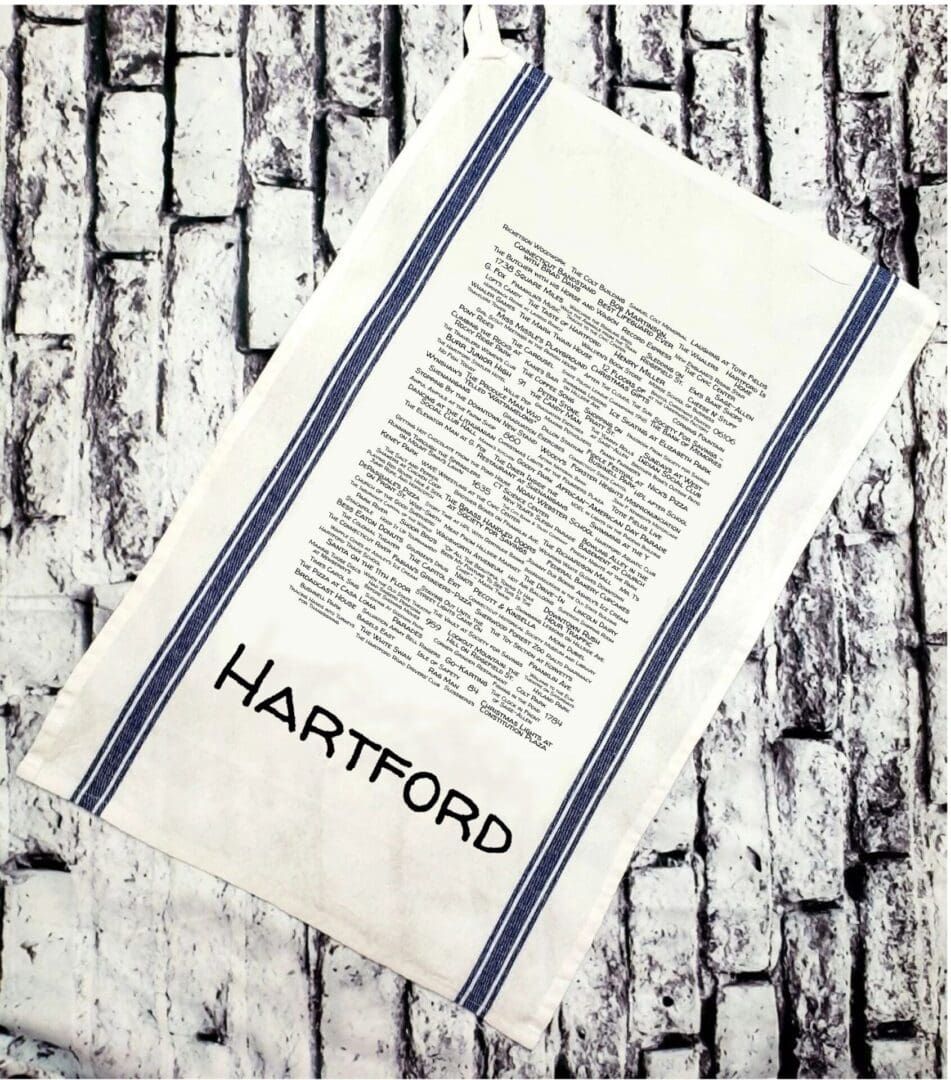 A towel that has hartford written on it.