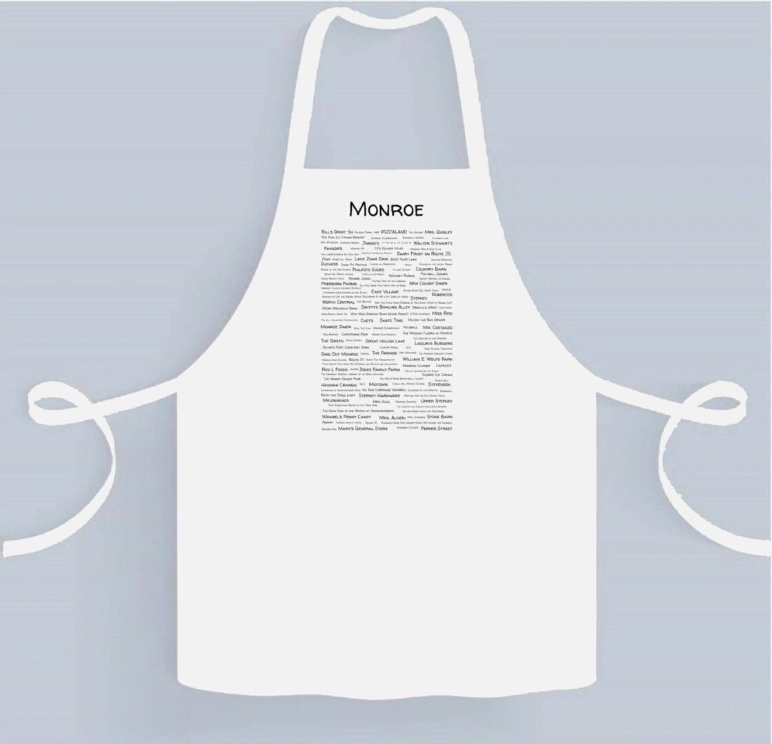 A white apron with the word " masque " written on it.