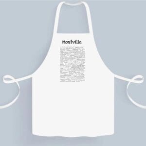 A white apron with the words nashville written on it.