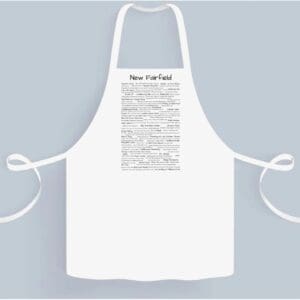 A white apron with the words " new york times ".