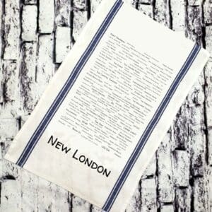 A towel that says new london on it.