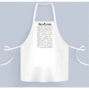 A white apron with the words " newfoots ".