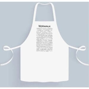 A white apron with a black and white image of the word " nicaragua ".