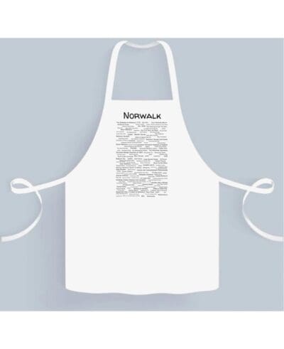 A white apron with a black and white image of the word " nicaragua ".