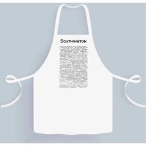 A white apron with the word " counterposition " written on it.