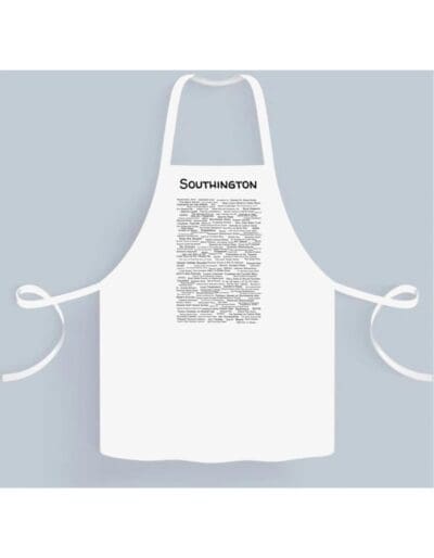 A white apron with the word " counterposition " written on it.