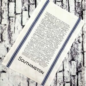 A towel that has the words southington written on it.