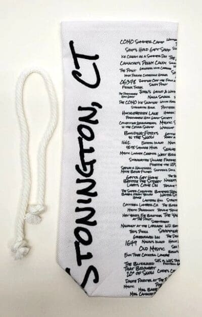 A white towel with words written on it