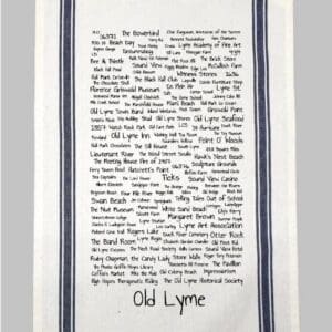 A towel with the words old lyme written on it.