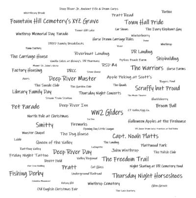 A word cloud of the names of various events.