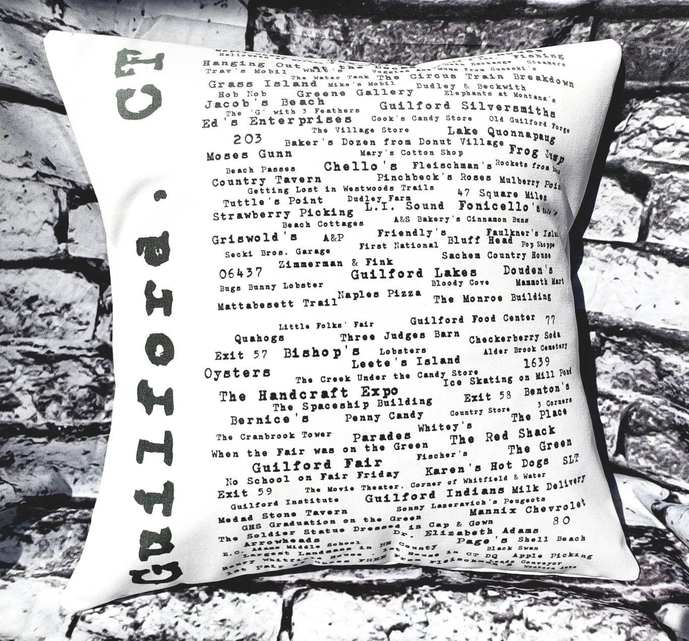 A pillow with words written on it