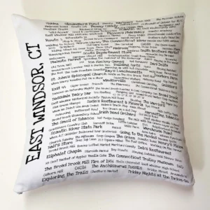 A pillow with the words " easy windsor ct ".