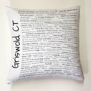 A pillow with the words " griswold ct ".